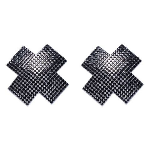 Cottelli Nipple Stickers Cross Black Nipple Pasties from Nice 'n' Naughty
