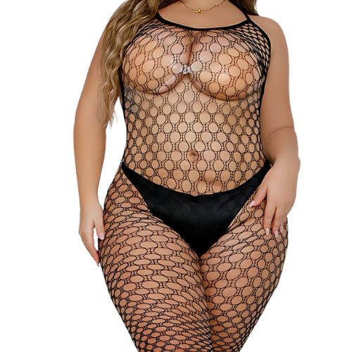 Lace by LJ Plus Size Footless Crochet Bodystocking from Nice 'n' Naughty
