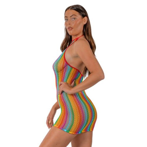 Lace by LJ Rainbow Halter Neck Dress from Nice 'n' Naughty