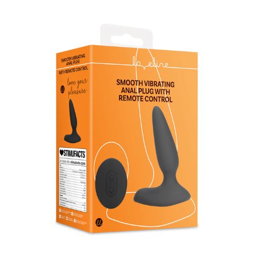 Loveline Smooth Vibrating Anal Plug w Remote Black Silicone from Nice 'n' Naughty