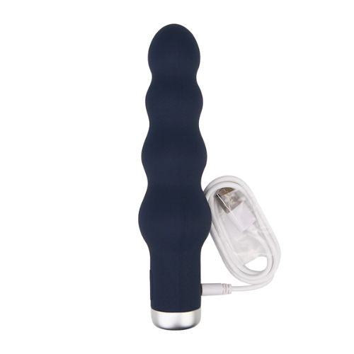 Nauti Silicone Ribbed Vibrator Midnight Blue from Nice 'n' Naughty