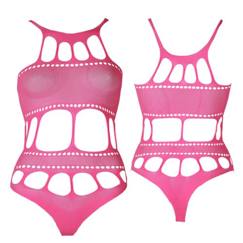 Ouch Body with Grecian Neckline - Plus Size - Neon Pink from Nice 'n' Naughty