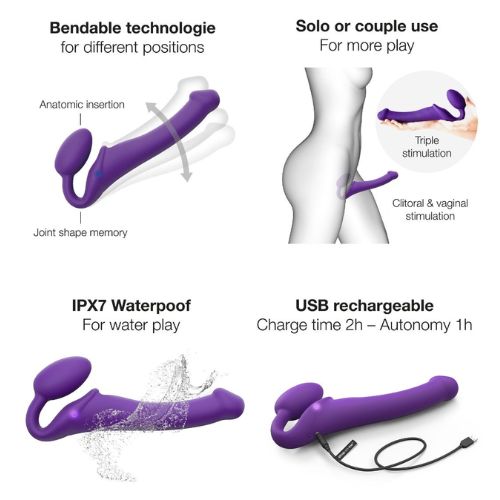 Strap On Me - Vibrating Bendable Strap-On - M - Purple from Nice 'n' Naughty